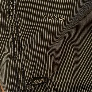 Vans Logo Cargo Shorts Sz 18 Cotton Black Pinstripe Pockets Skater Boys 29”